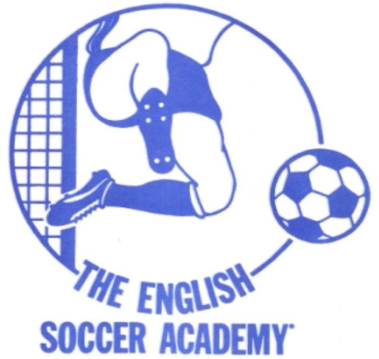 Image of a player kicking a ball with the text The English Soccer Academy