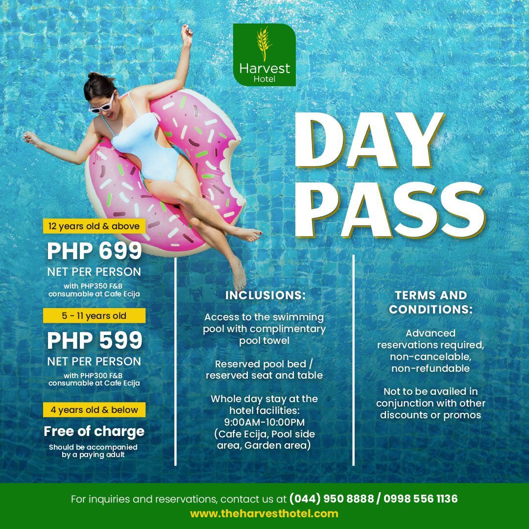 Day Tour Pass at the Harvest Hotel.