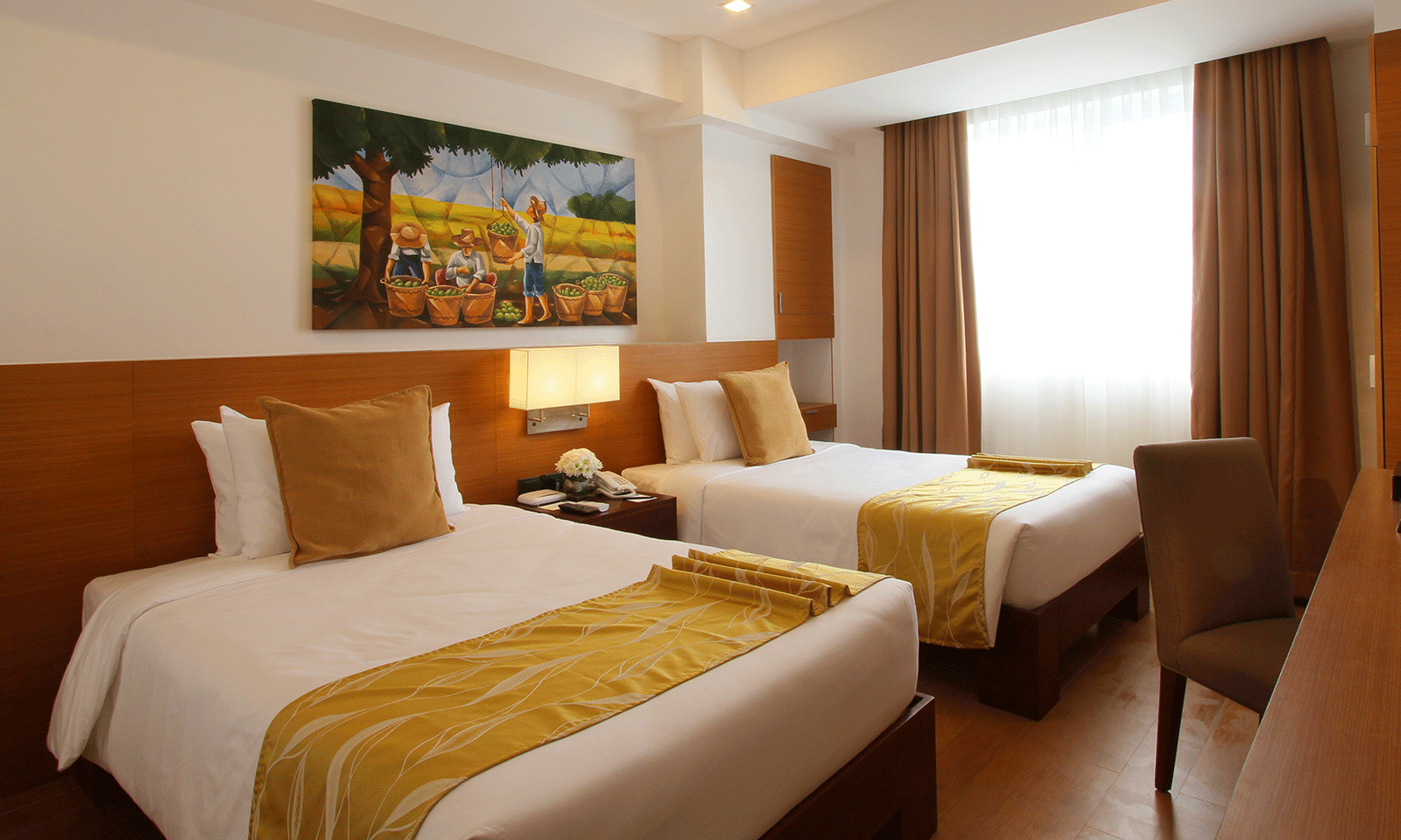 Harvest Hotel cozy twin rooms perfect for guests of the wedding
