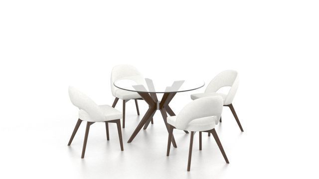 Round Glass Dining Table And Four White Chairs - Ardmore, PA - Just Chairs & Tables