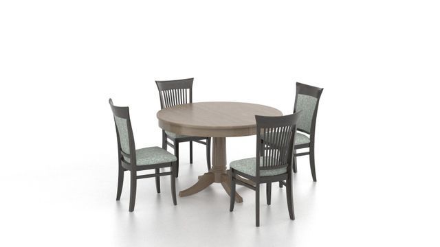 A Brown Round Table With Black Chairs - Ardmore, PA - Just Chairs & Tables