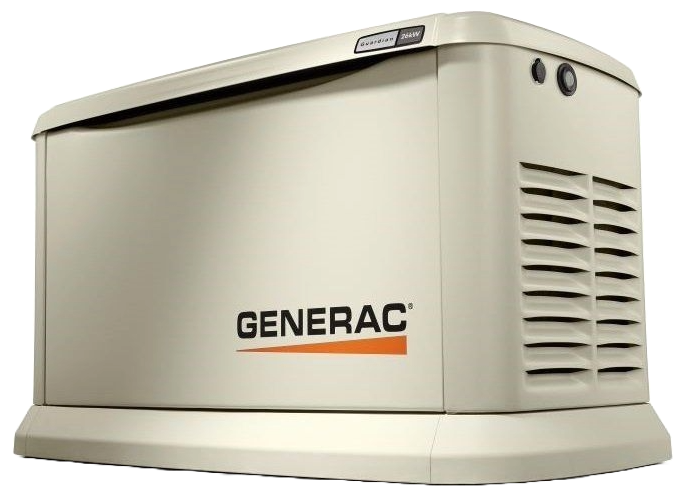 a white generator with the word generac on it