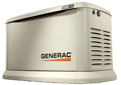 a white generator with the word generac on it