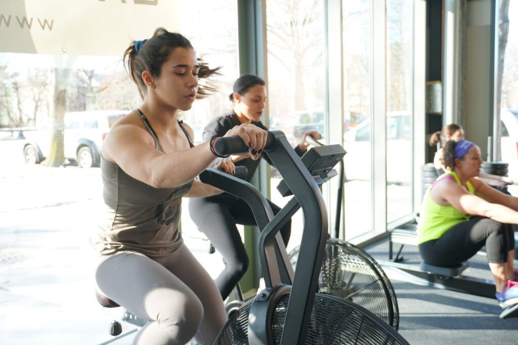 An athlete on the assault bike