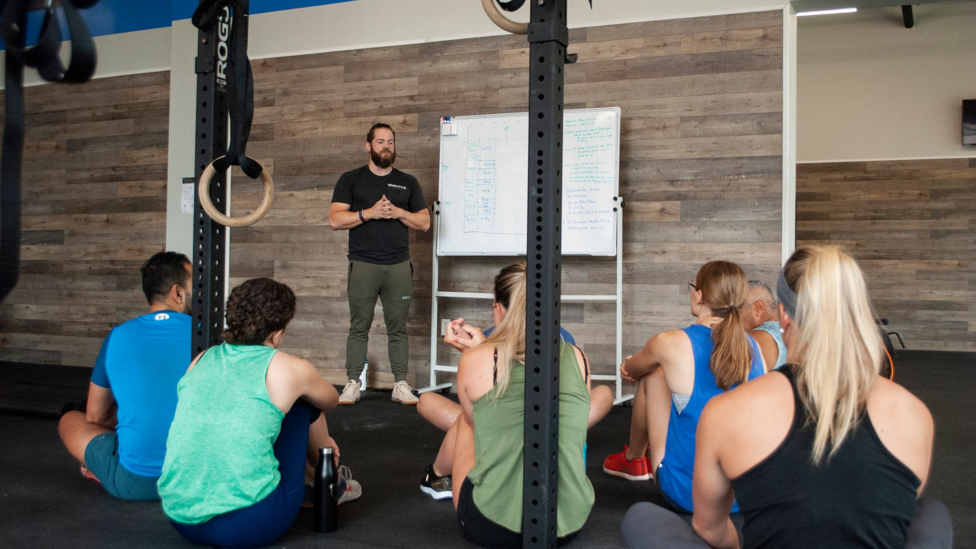 Coach intructing the class for their workout of the day. 