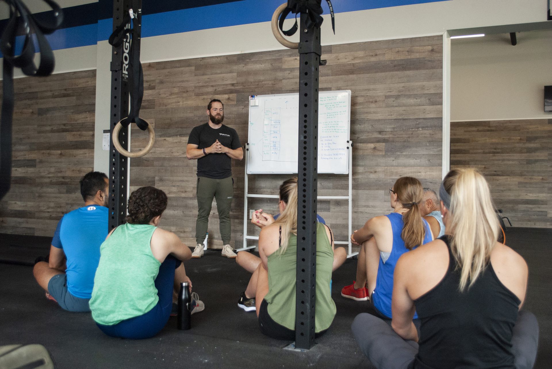 Coach presenting information during class