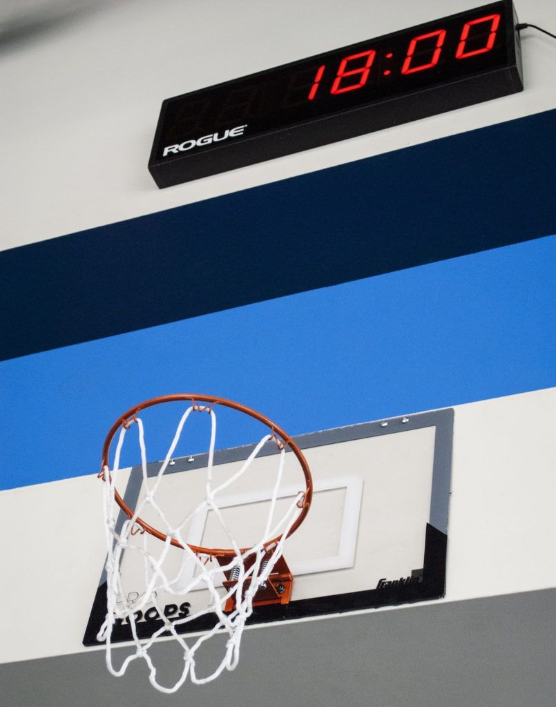 A gym clock that shows the time