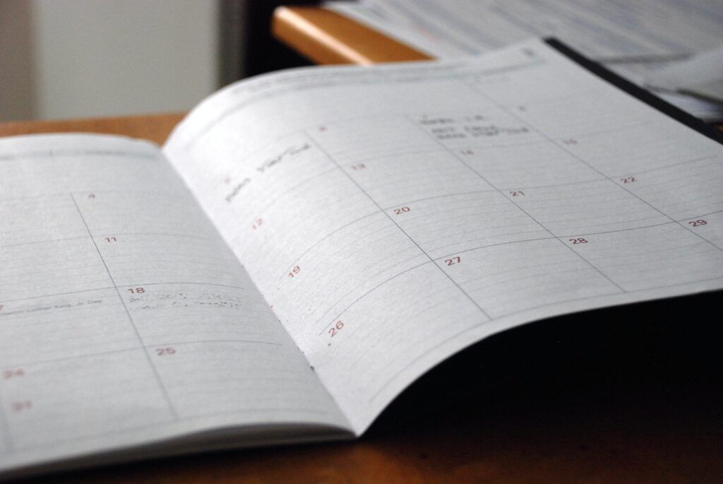 A calendar schedule