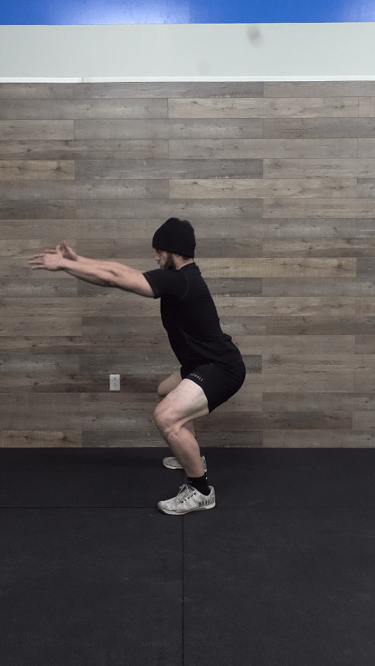Returning to the start position from the bottom of the squat