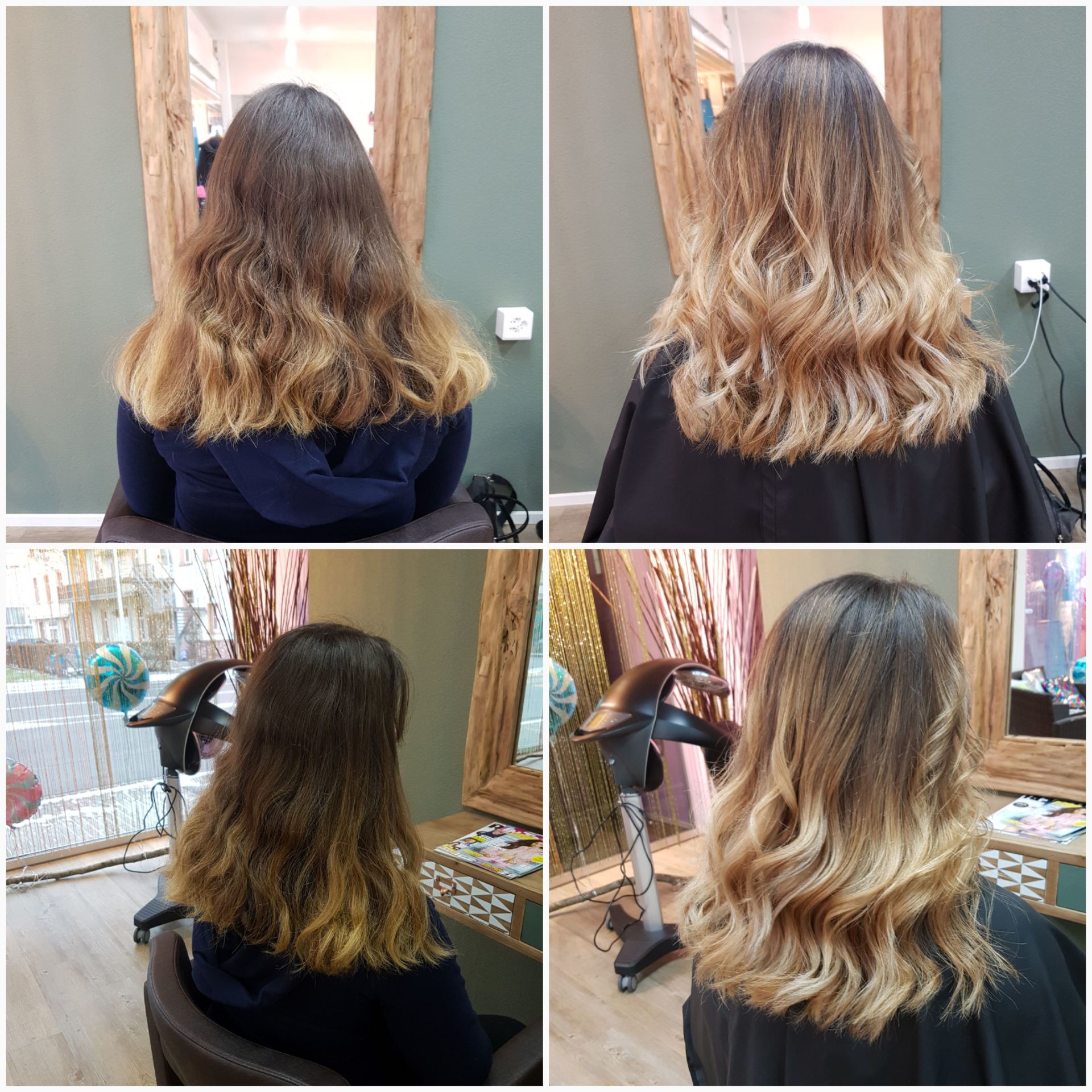 Eine Frau lässt sich in einem Salon die Haare machen.