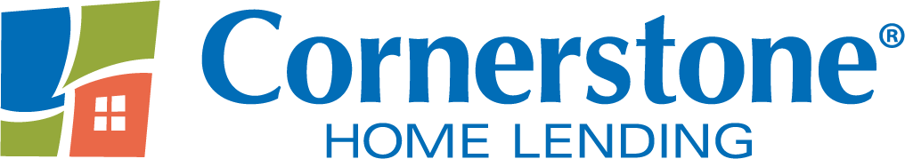 The logo for cornerstone home lending has a house on it