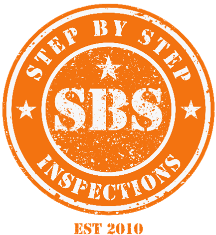 An orange stamp that says step by step inspections