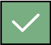 A white check mark in a green square on a green background.