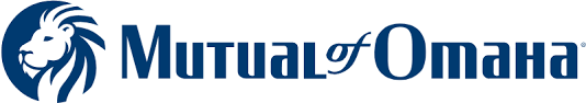 Mutual of Omaha logo with a lion's head in a blue circle and text
