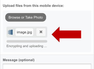 A screenshot of a web page that says upload files from this mobile device