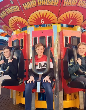 school kids in an adventure ride