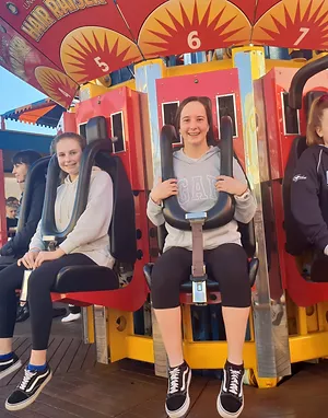 school kids in an adventure ride