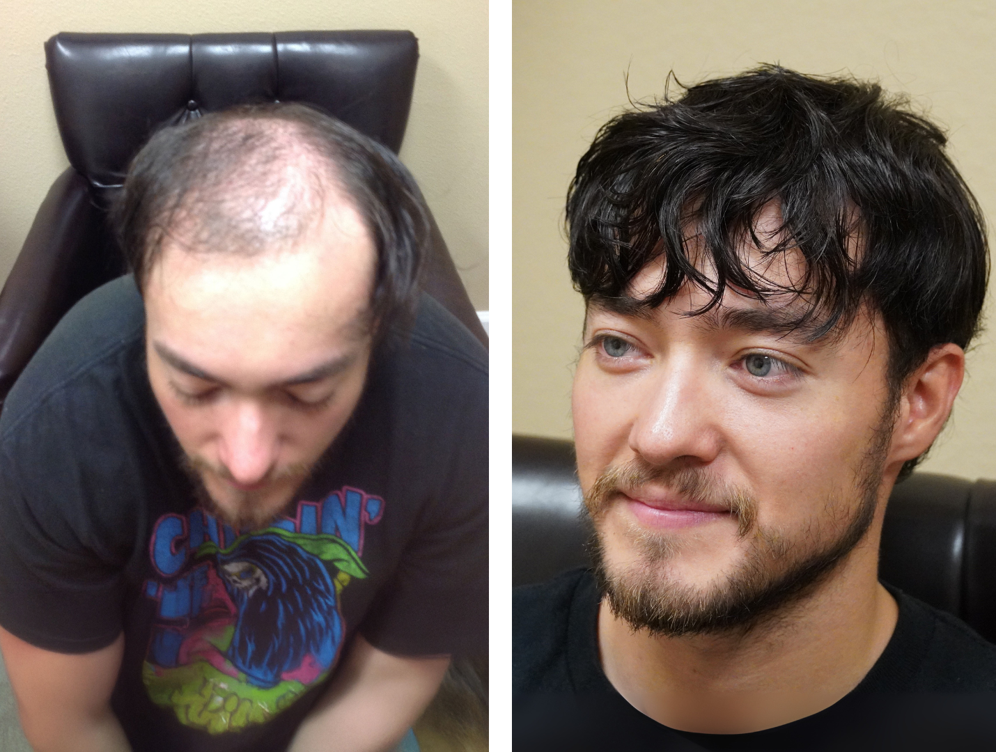 A man in a denim shirt is singing into a microphone.