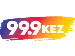 A colorful logo for 99.9 kez on a white background