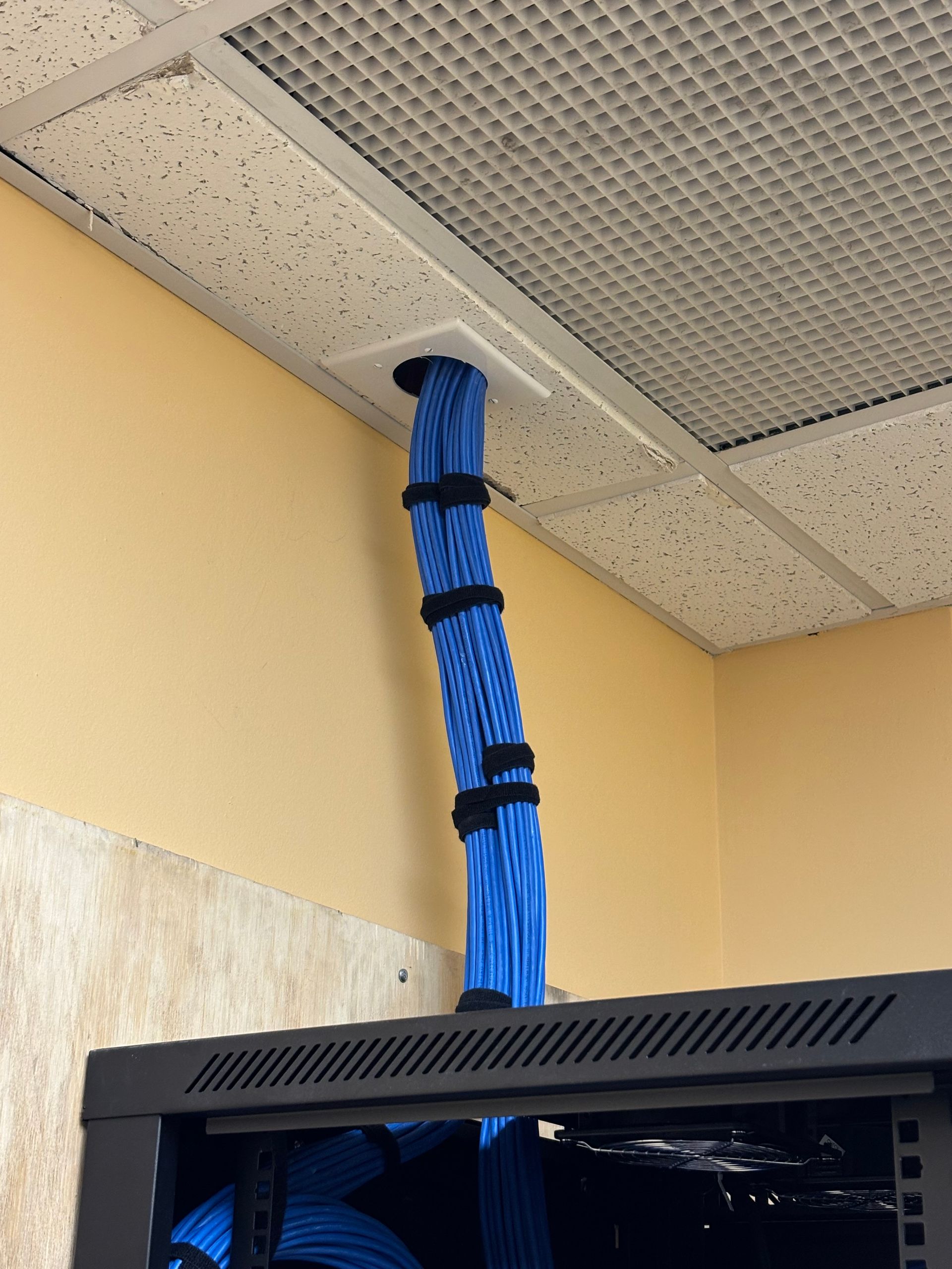 A person is working on a hose on the ground.