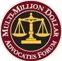 The logo for the multi-million dollar advocates forum shows a scale of justice in a circle.