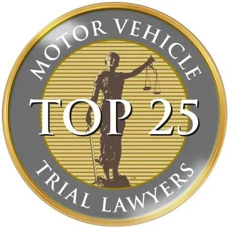 A motor vehicle trial lawyers top 25 badge