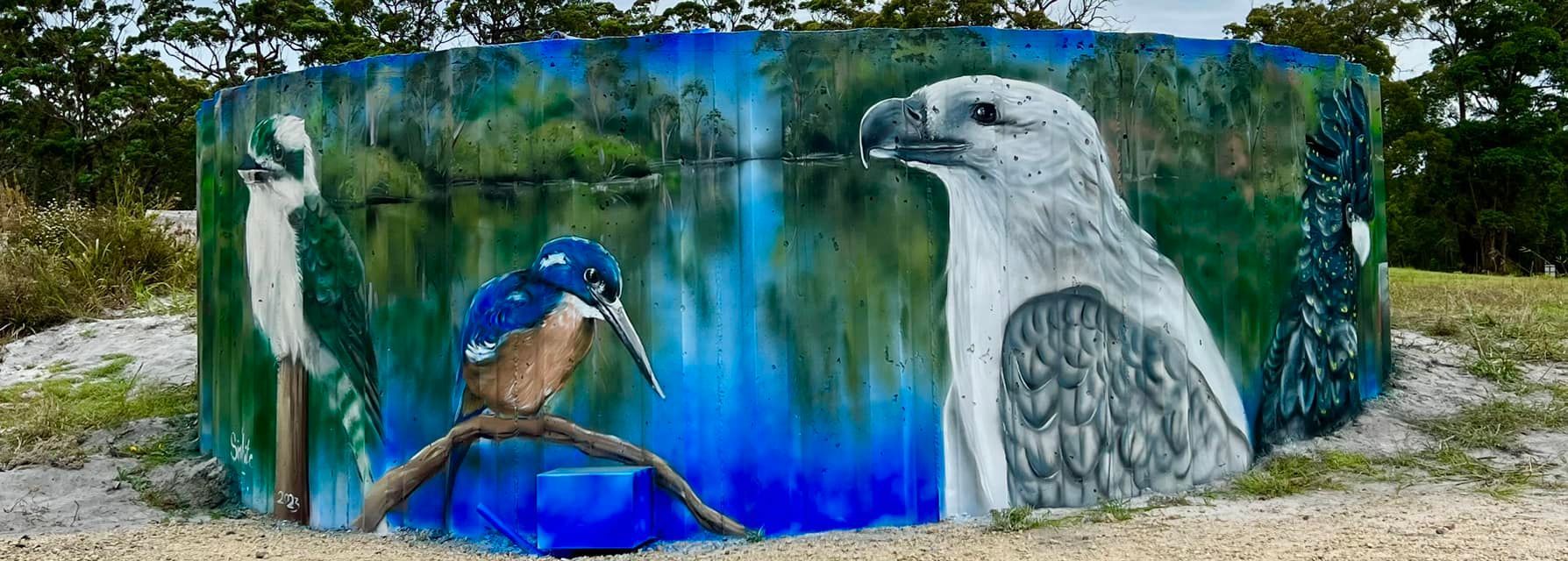 Australian Silo Water Tower Art, Australian Silo Art Trail, Bayles Water Tower Art
