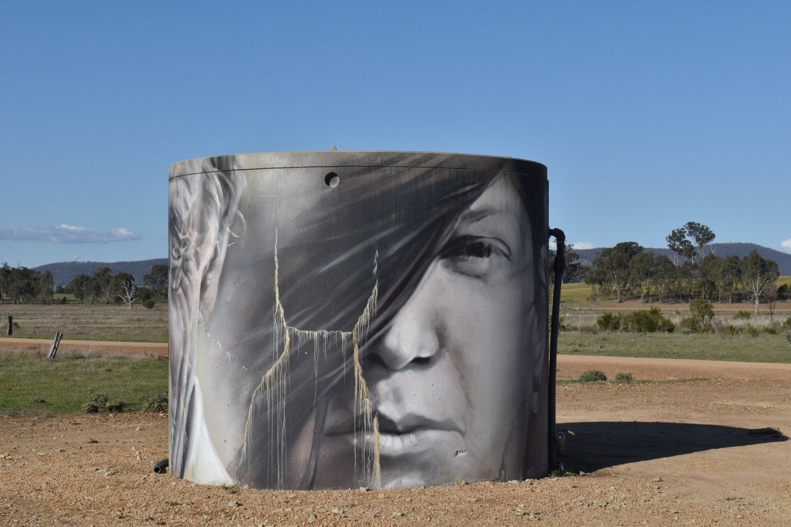 Victorian Water Tower Art, Australian Silo Art Trail, Victorian painted water tanks, Winton Wetlands Water Tank art