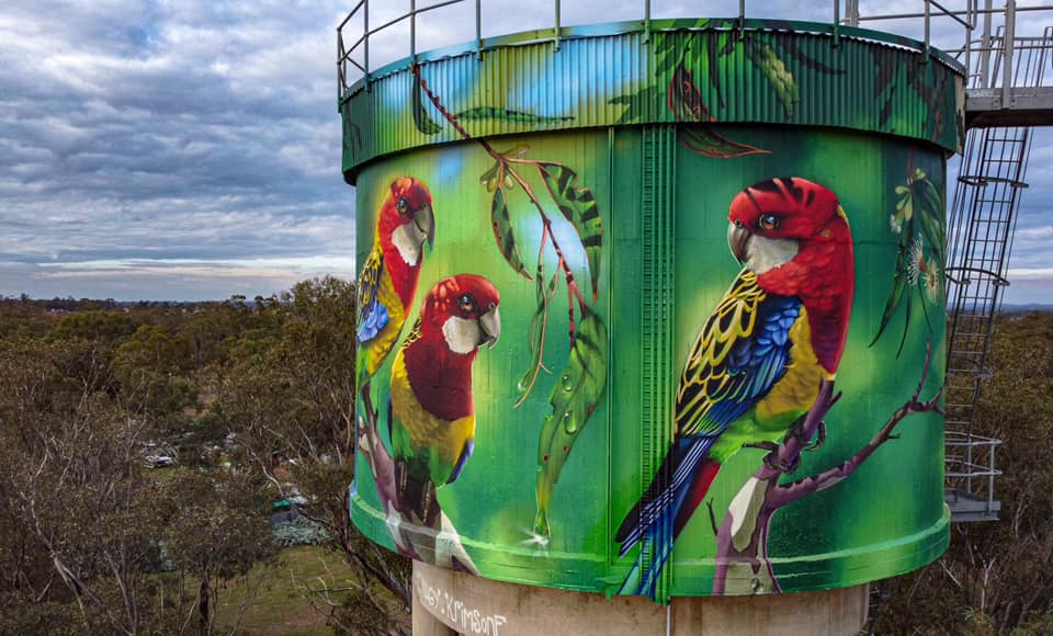 Milbrulong Water Tower Art, Australian Silo Art Trail