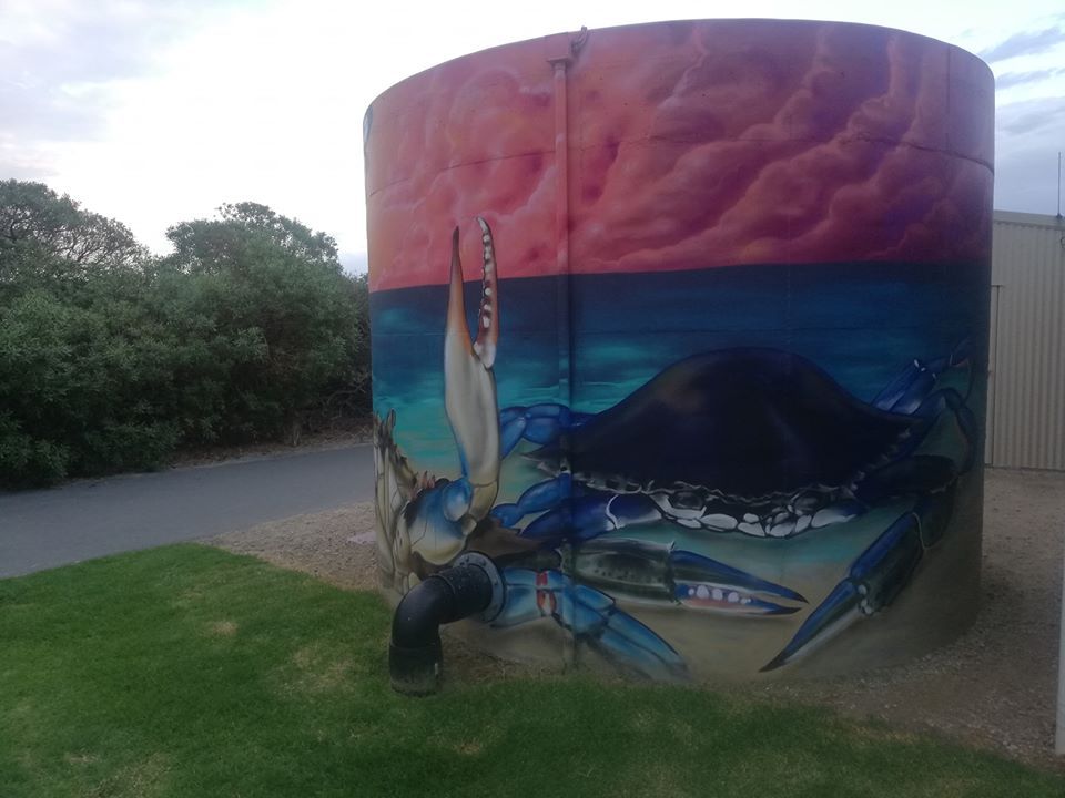 Semaphore Beach Water Tank Art, Australian Silo Art Trail, South Australia