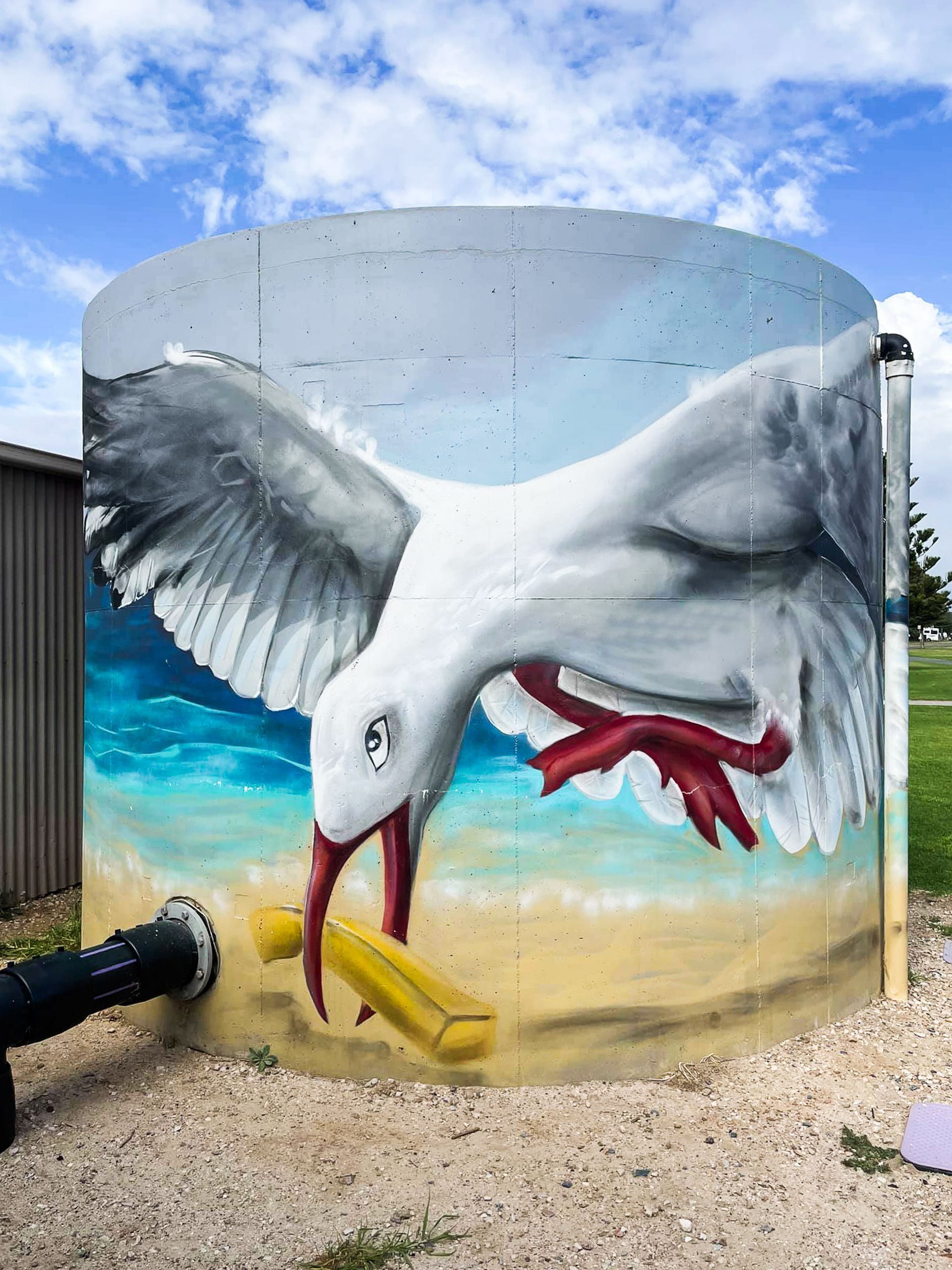 Semaphore Beach Water Tower Art, Australian Silo Art trail