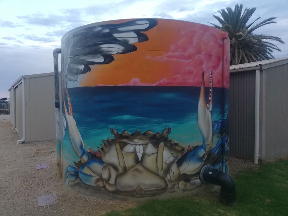 Semaphore Beach Water Tank Art, Australian Silo Art Trail, South Australia