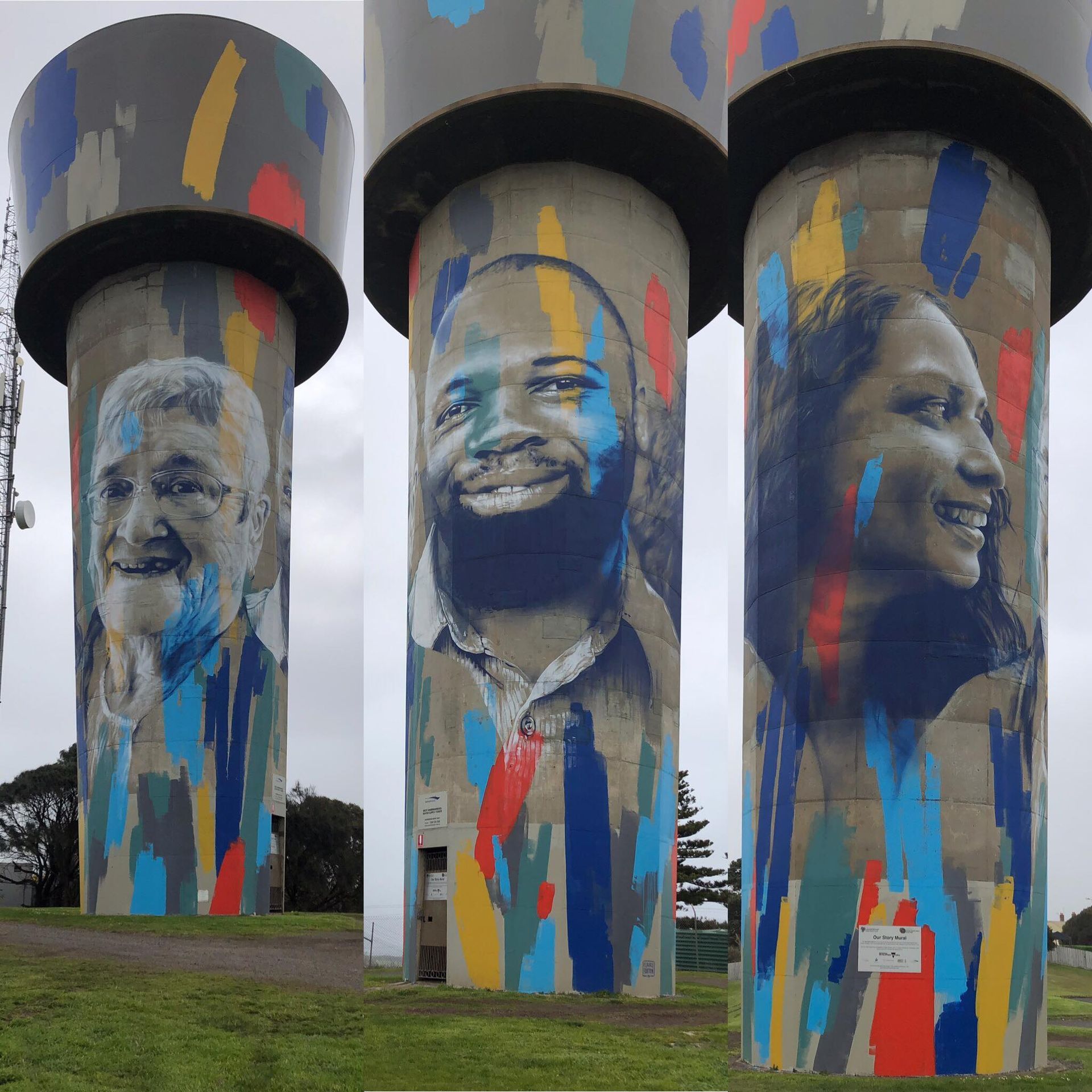 Victorian Water Tower Art, Australian Silo Art Trail, Victorian painted water tanks, Warrnambool water tower art