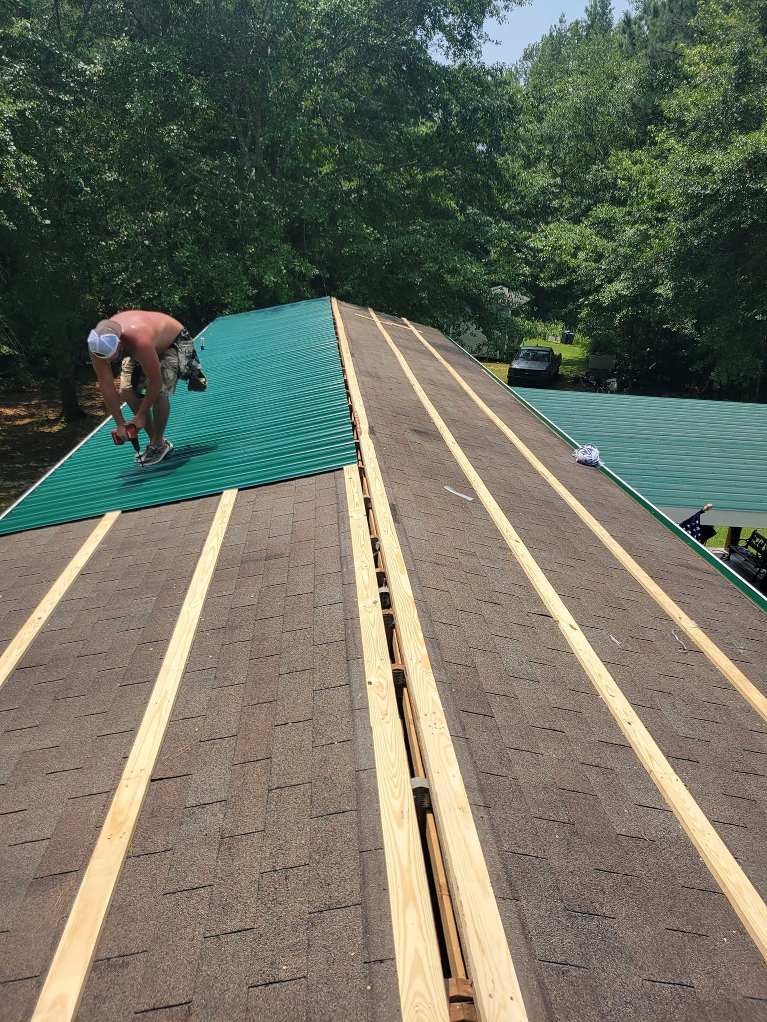Man Installing New Roofing — Broadway, NC — Southern Craft Fencing & Home Improvement LLC