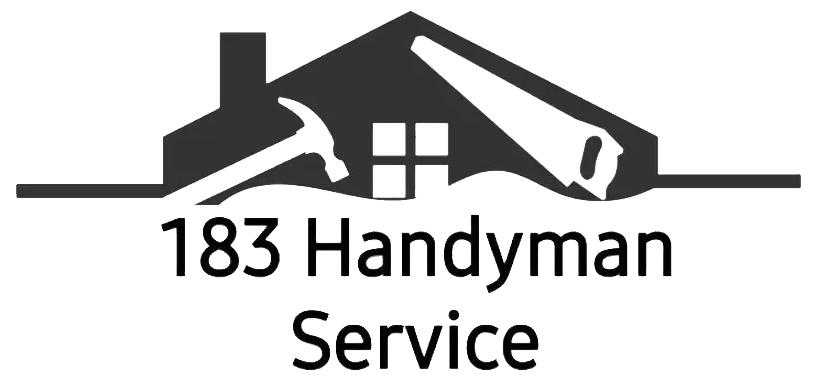 Logo for "183 Handyman Service": house silhouette with tools. Text below: "183 Handyman Service".