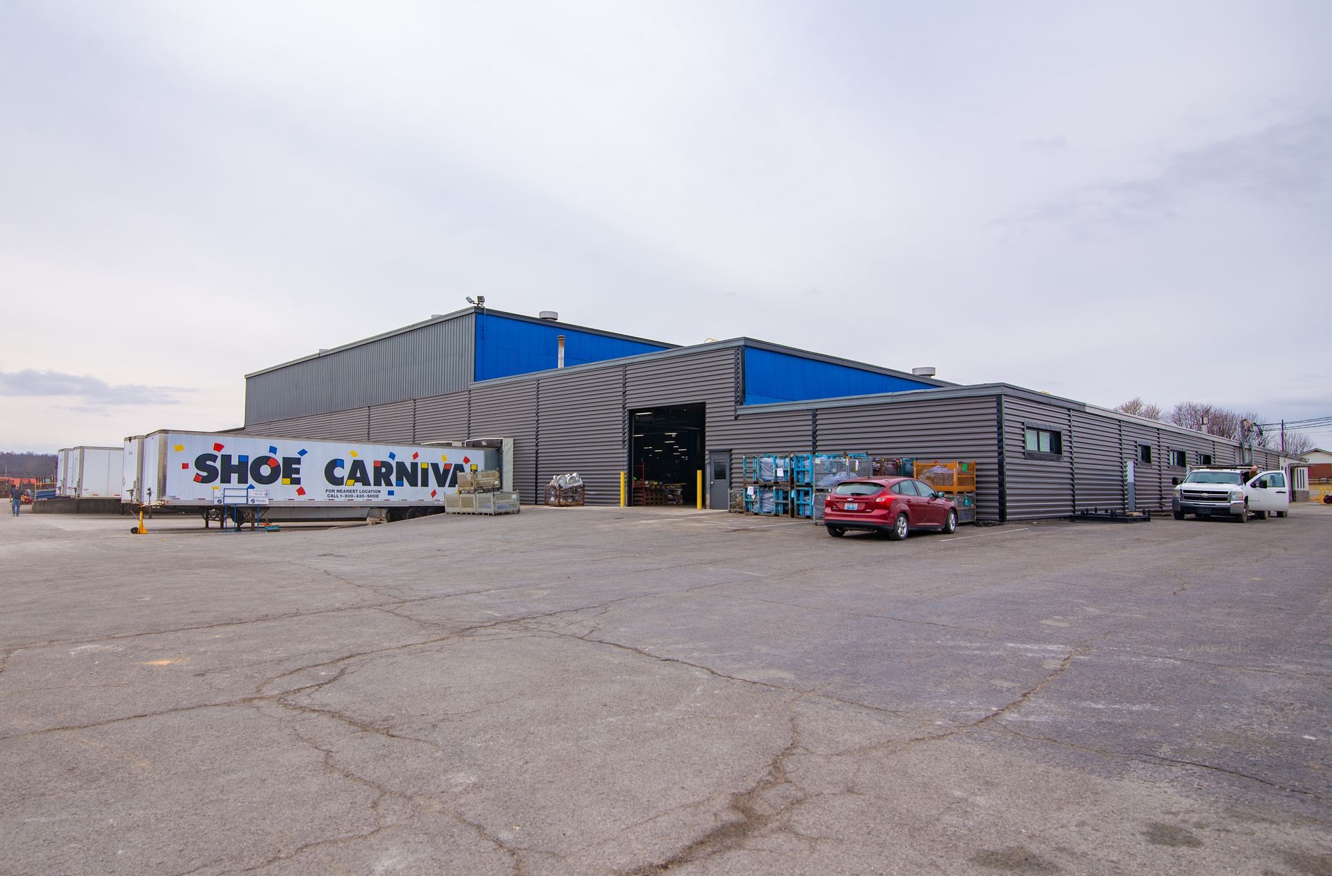 Large gray warehouse with 