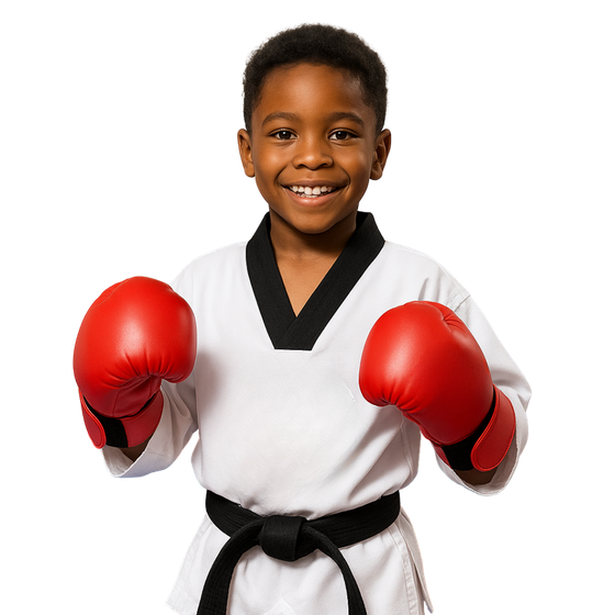 a group of children are practicing martial arts together .