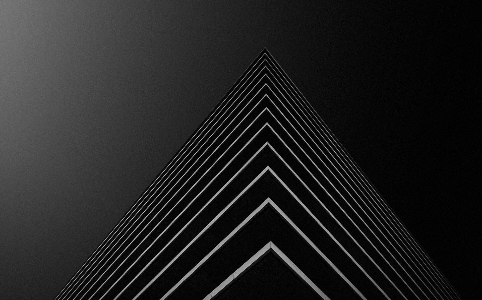 Building in abstract with arrows