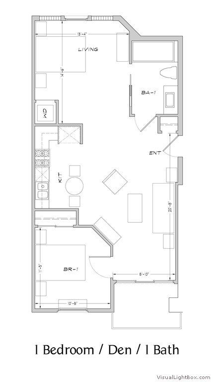 1 Bedroom + Den Floor plan