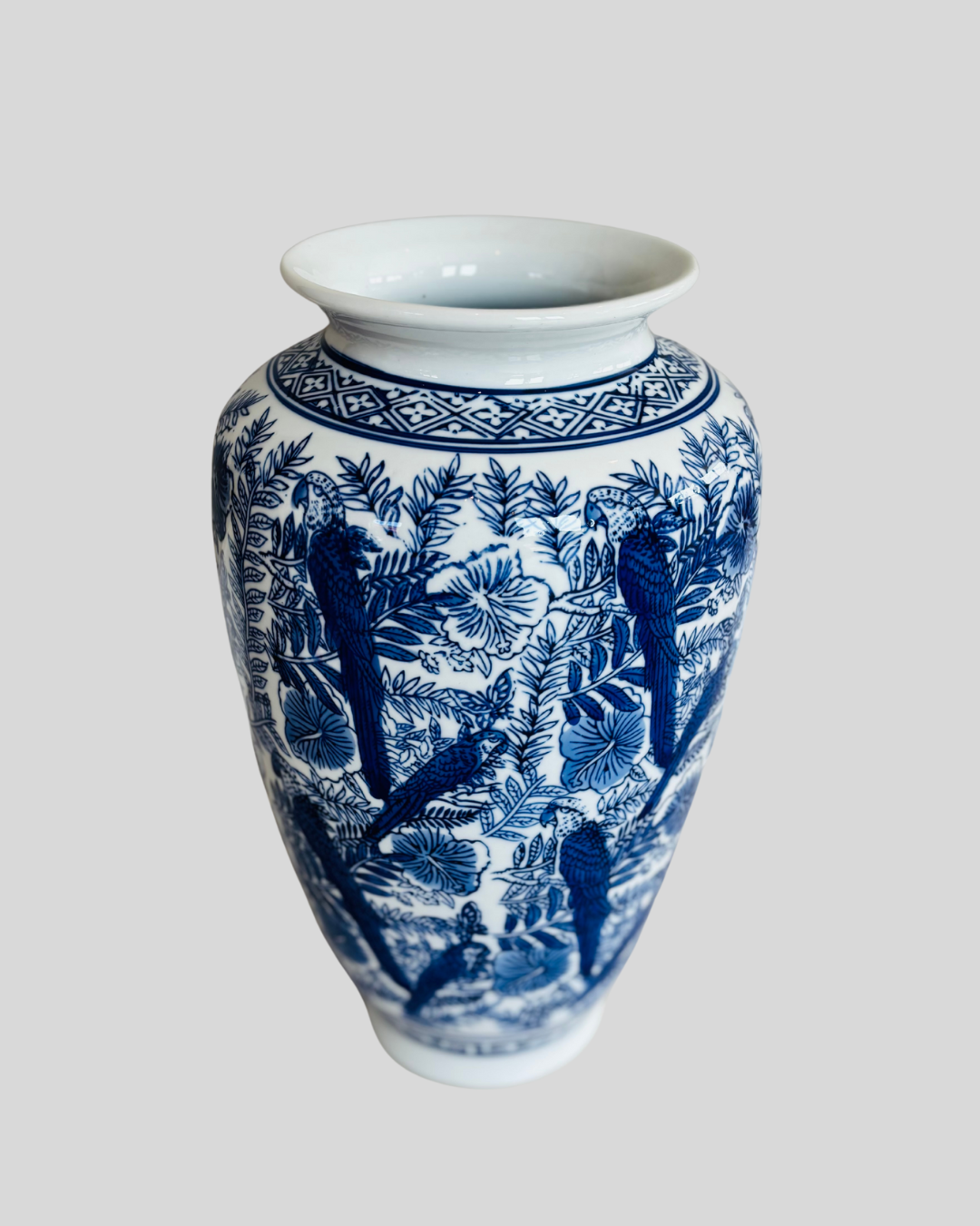 Vaas Porselein Blauw Papagaai