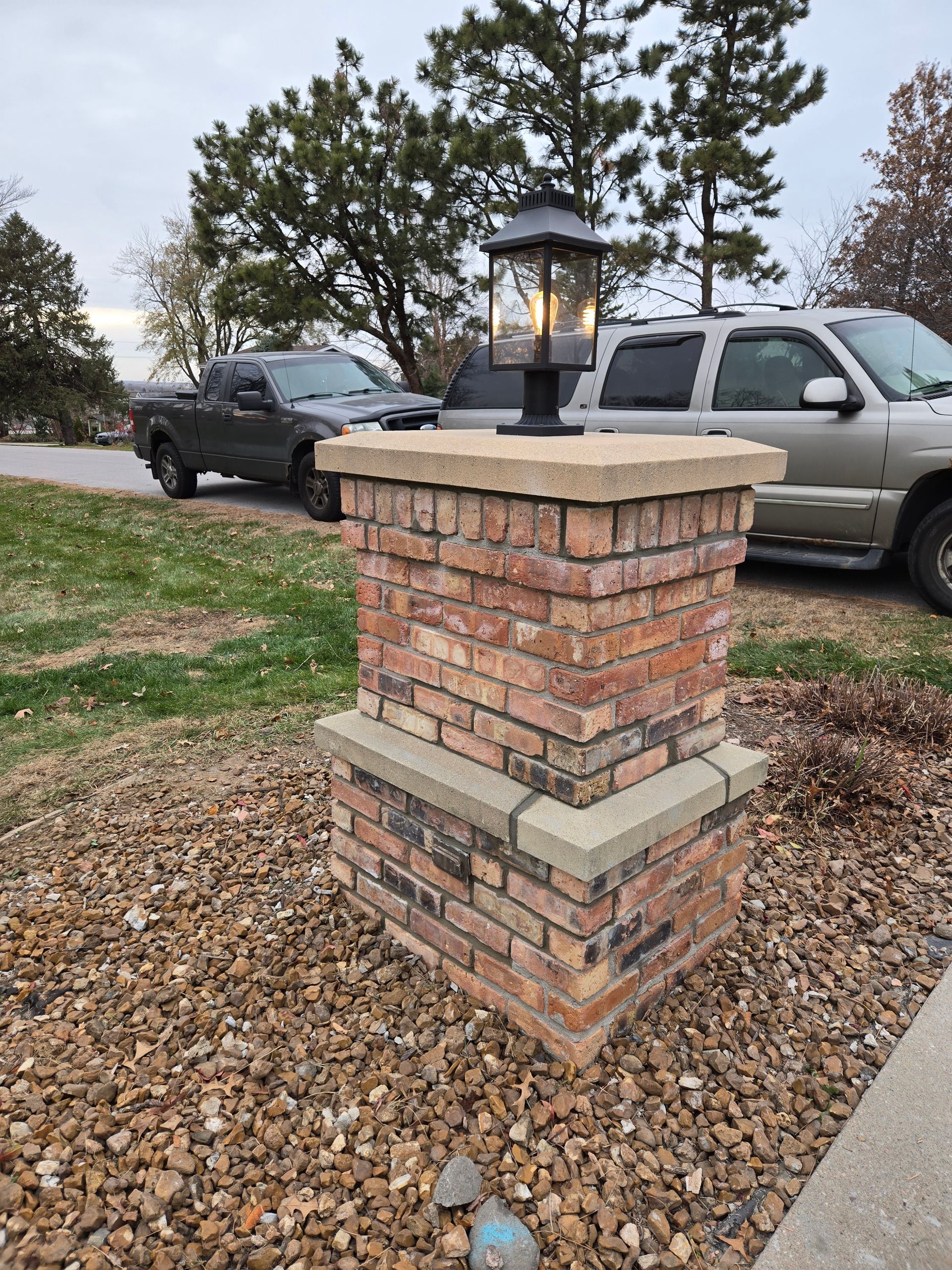 Residential brick pillar masonry work