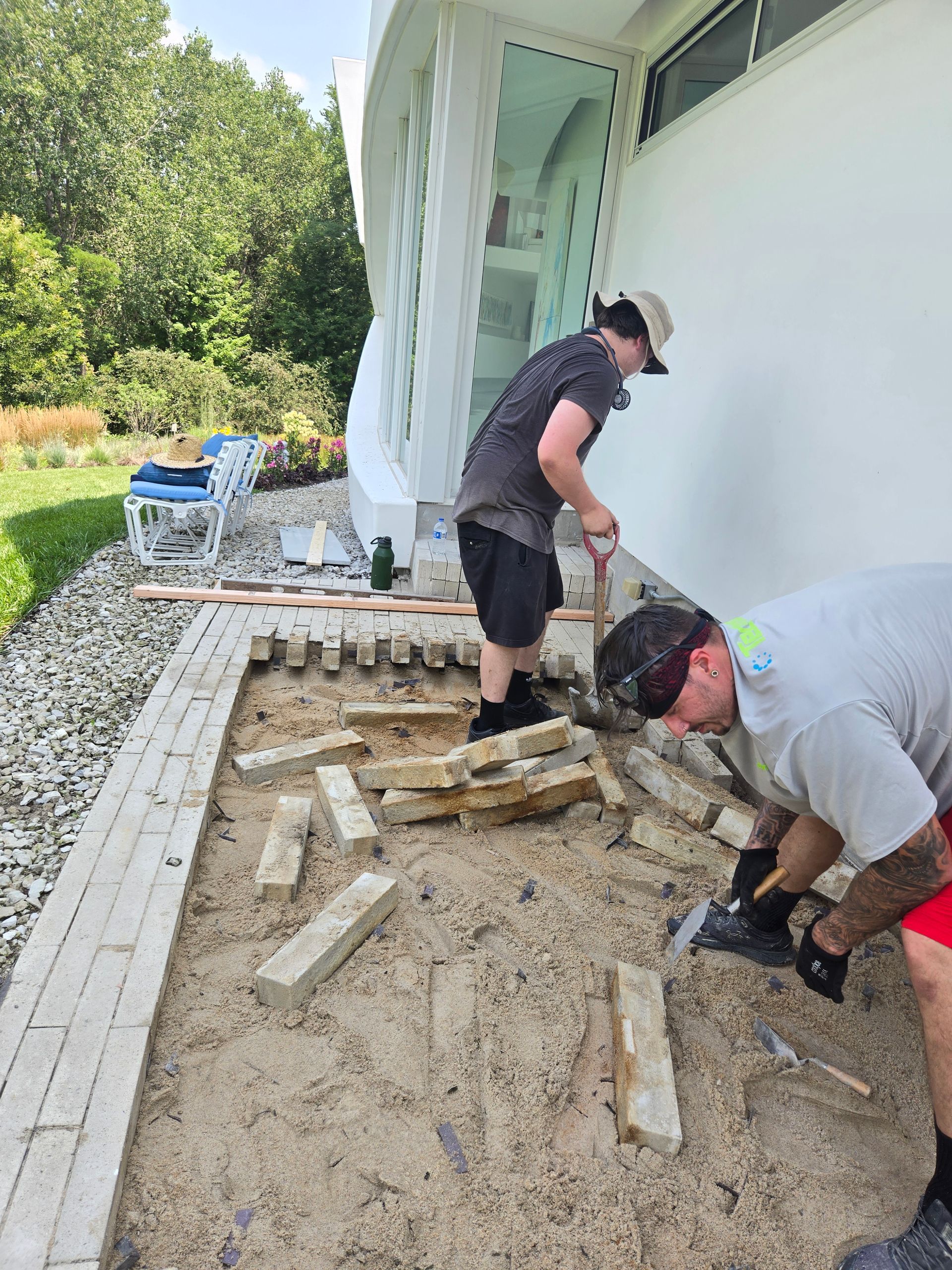 masonry brick patio installation