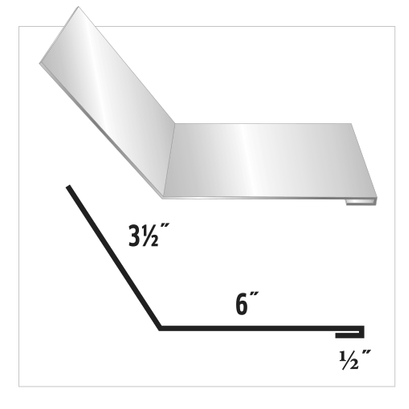 Diagram of a metal corner piece, labeled with measurements: 3.5