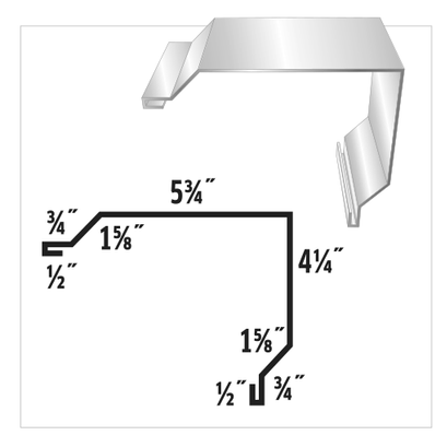 Diagram of a metal flashing profile with dimensions: 5 3/4