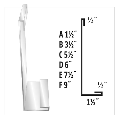 Diagram of metal channel profile with dimensions.