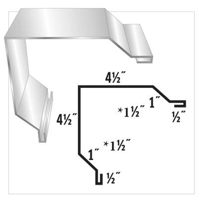 Diagram of a metal structural profile with various measurements (4 1/2