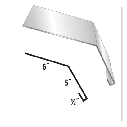 Diagram of a metal flashing profile with dimensions: 6