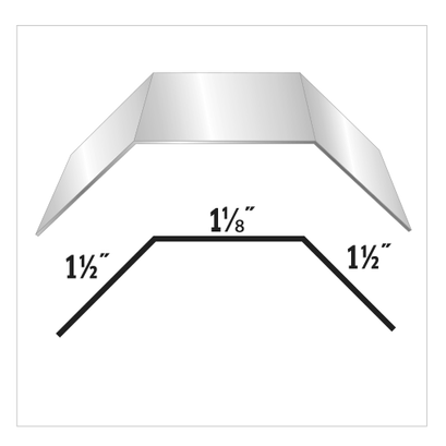 Diagram of a metal flashing piece with dimensions: 1 ⅛
