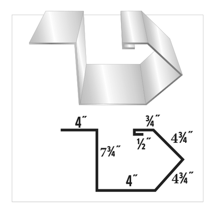 Diagram of a metal extrusion profile with labeled dimensions, including a 4