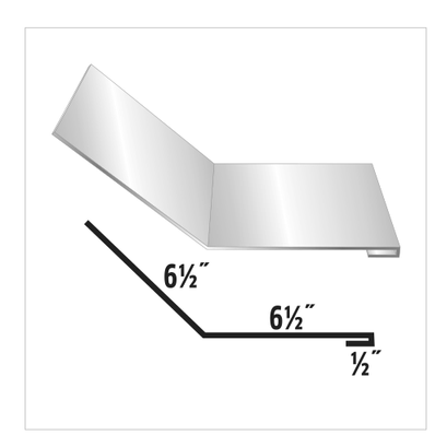 Angled metal flashing with dimensions labeled: 6 1/2